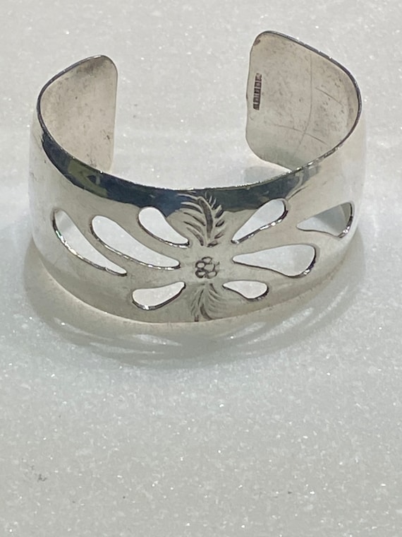 Flower Sterling Cuff Bracelet