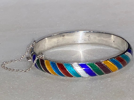 Multi Color Enamel Sterling Bangle - image 2