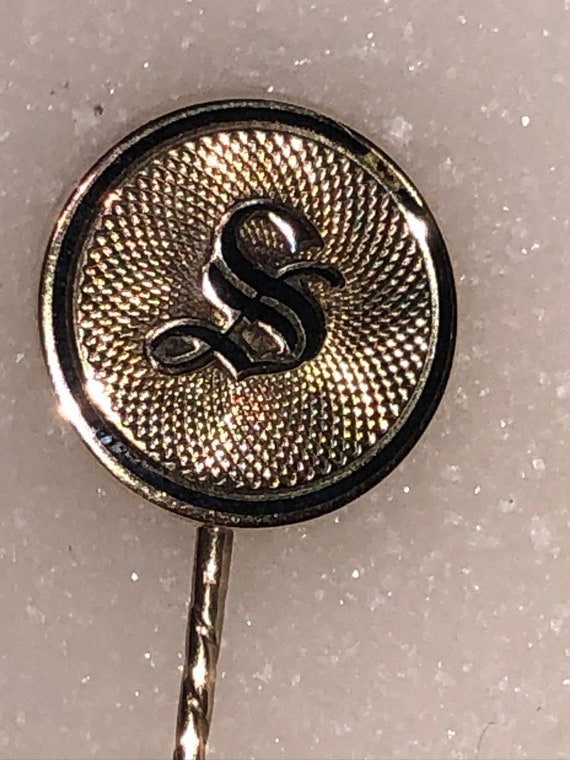Antique Gold Monogram S Pin Enamel