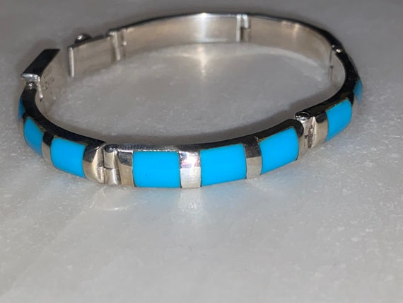 Turquoise Taxco Sterling Link Bracelet - image 2