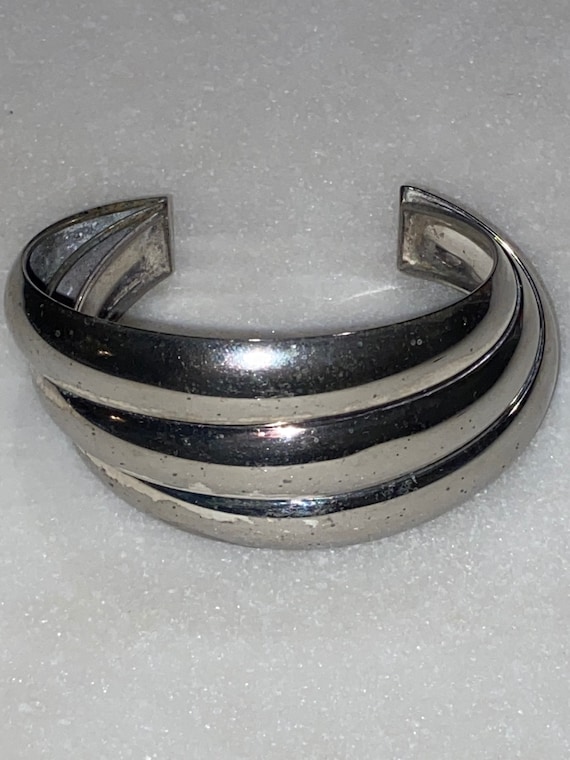 Italian Ribbed Sterling Cuff - image 1