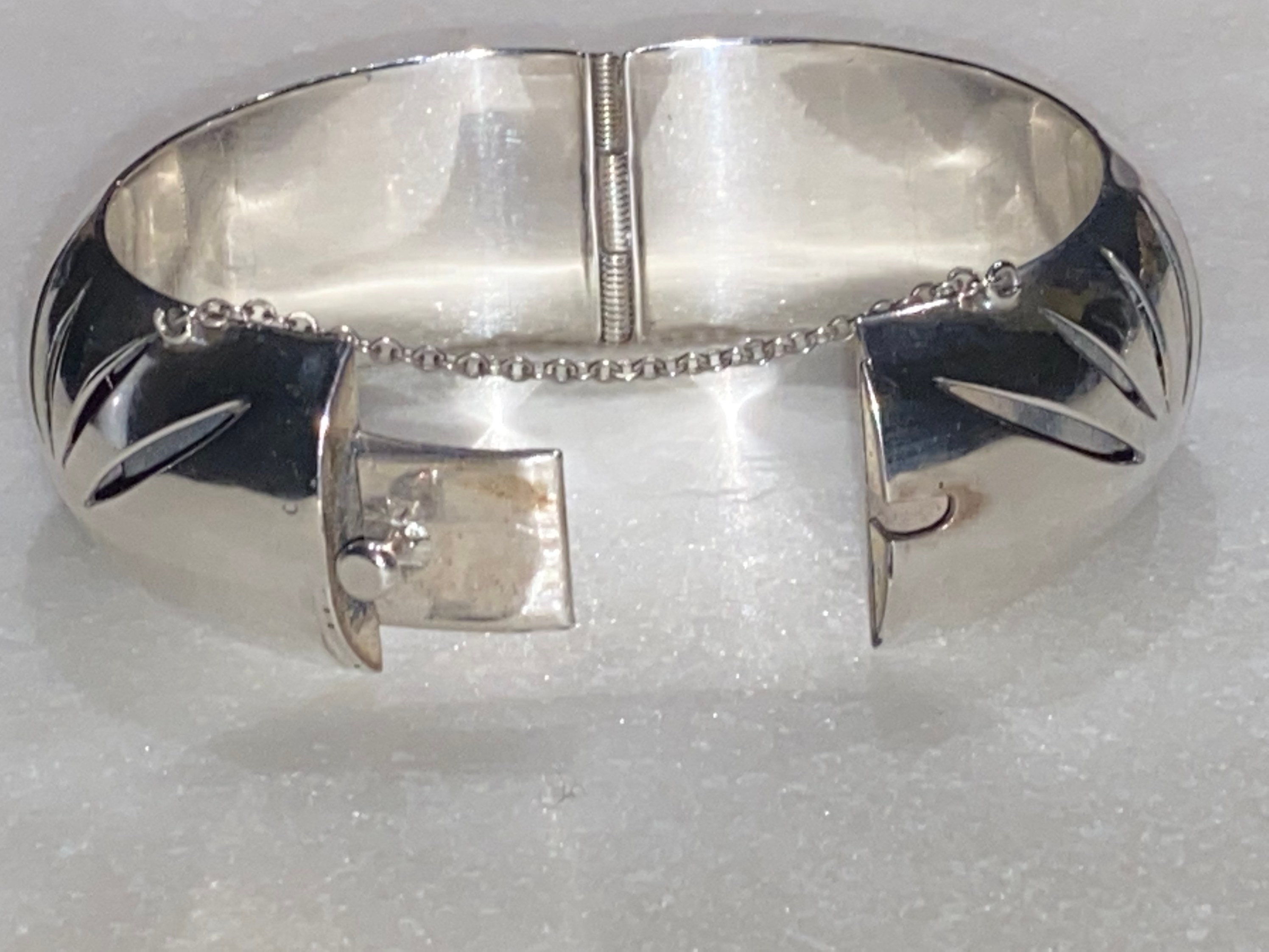 アクセサリー Vintage Mexican Silver Dome Bangle 925 Vintage Mexican Sterling Silver Bangle Bracelet, Taxco