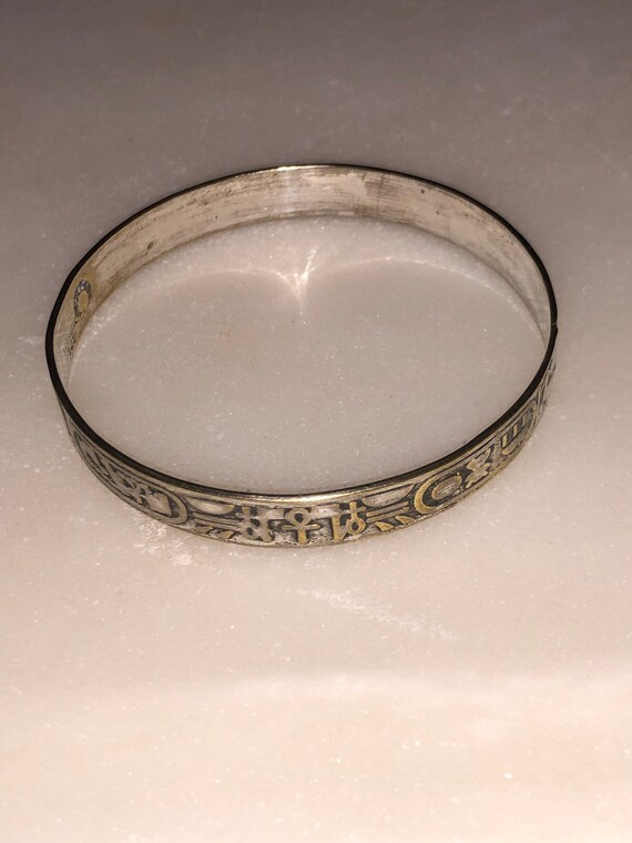 Egyptian Revival Sterling Bangle