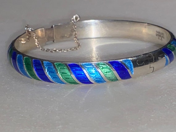 Thailand Enamel Bangle Bracelet - image 8