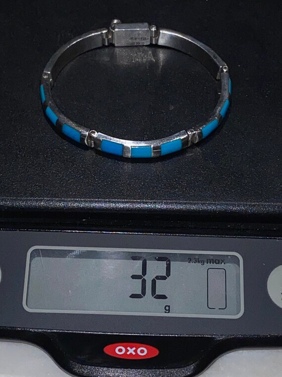 Turquoise Taxco Sterling Link Bracelet - image 4