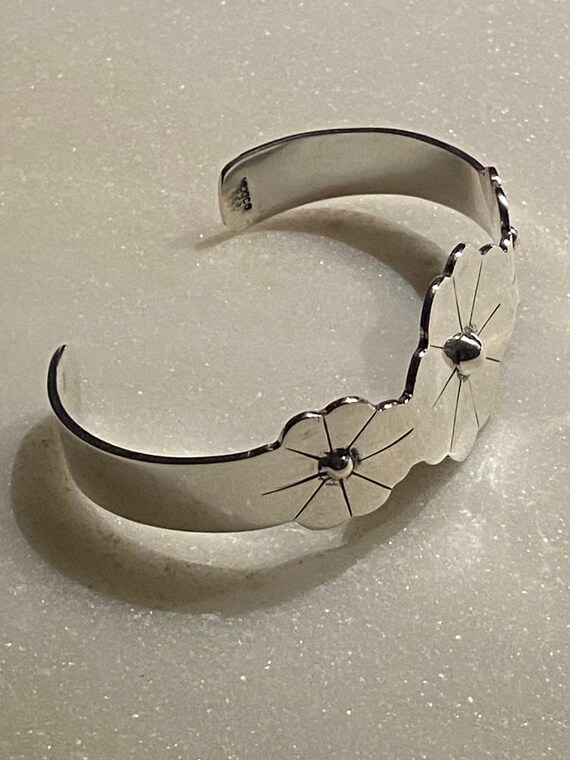 Flower Sterling Cuff 925 - image 2