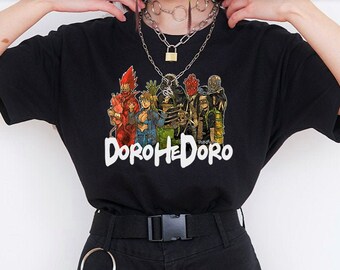 Dorohedoro Mask Pattern T-shirt Big Silhouette Short Sleeve Black Japan Cosplay Dorohedoro Mask Pattern T-shirt Big Silhouette Short Sleeve Black Japan Cosplay