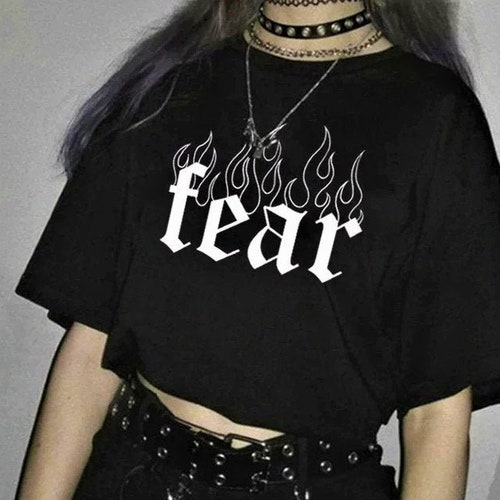 Fear Flames Shirt Goth Shirtgoth Clothinggoth Etsy Singapore