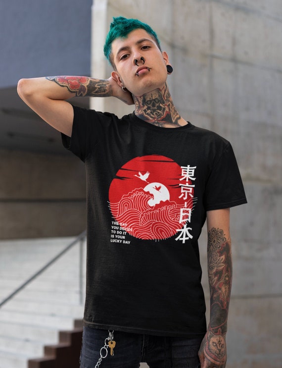 Japanese Great Wave Shirt aesthetic 