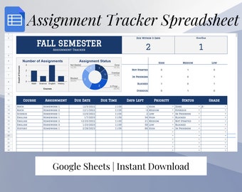 Seguimiento de tareas Hojas de cálculo de Google - Planificador de tareas - Seguimiento de tareas - Seguimiento de calificaciones -