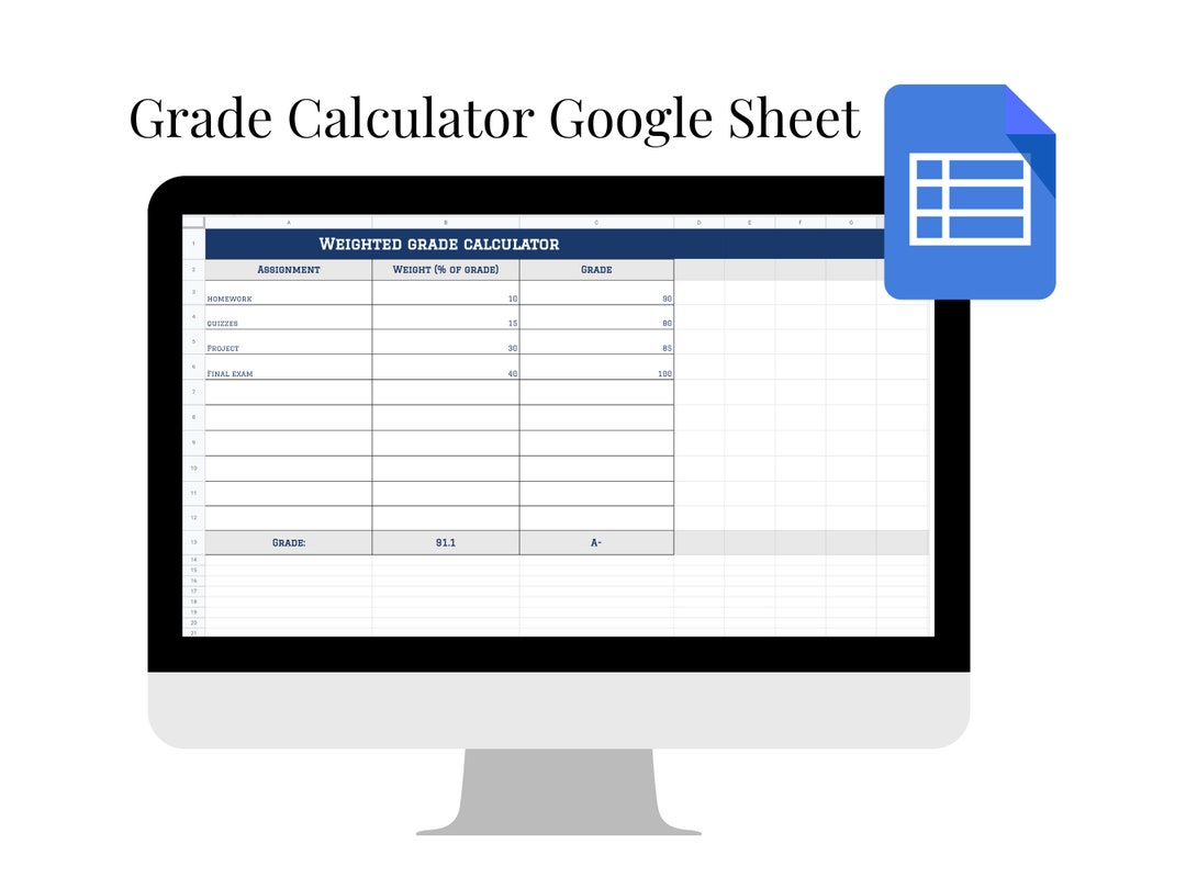 Final Grade Calculator Student Grade Calculator Google Sheets Template