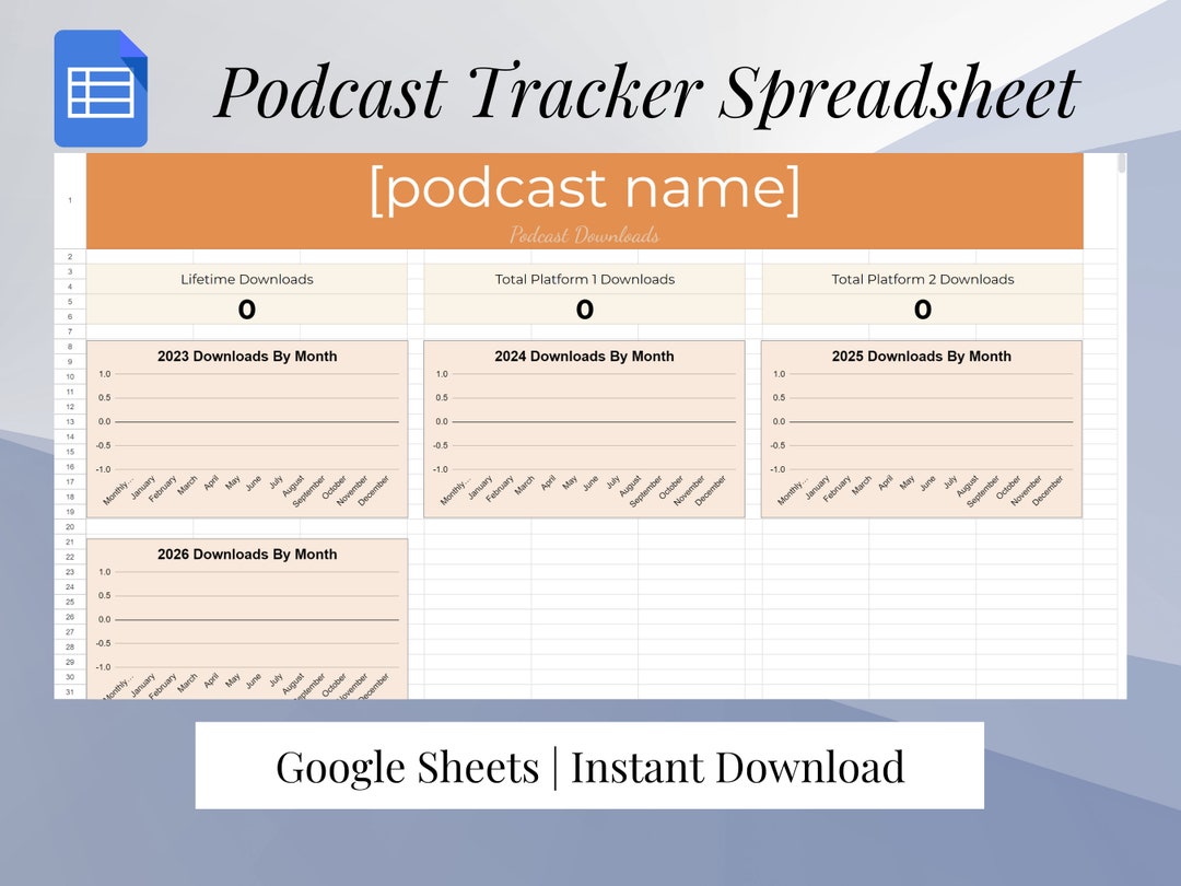 Podcast Tracker Google Sheet Podcast Spreadsheet Template Podcast Episode Tracker Podcast