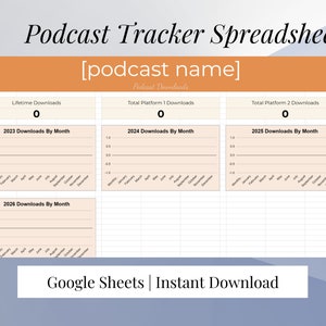 Podcast Tracker Google Sheet | Podcast Spreadsheet Template | Podcast Episode Tracker Podcast Planner | Podcast Plan