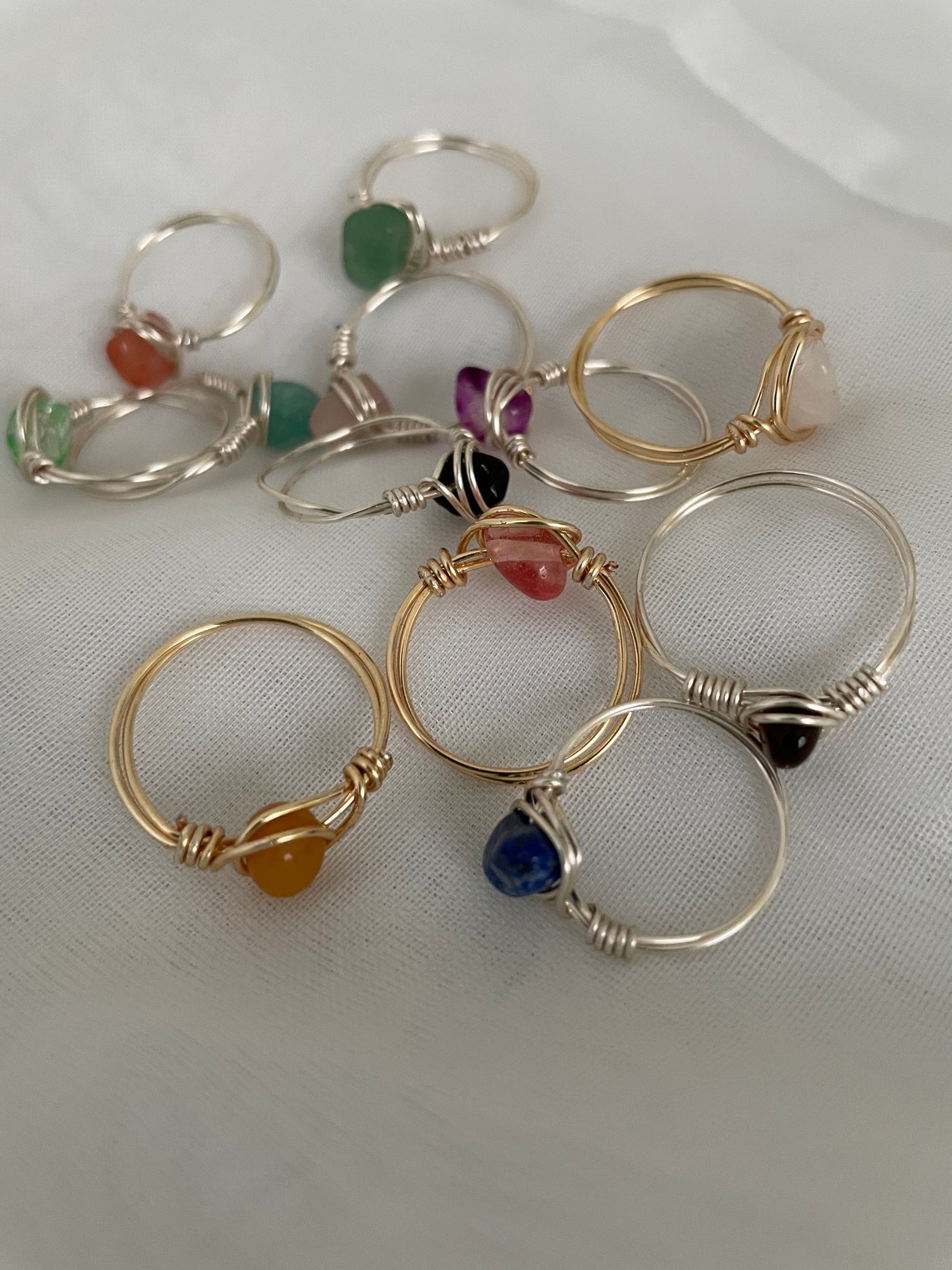 GOLD Wire Wrapped Rings Jewelry Crystal Rings Wire Wrapped Crystals - Etsy
