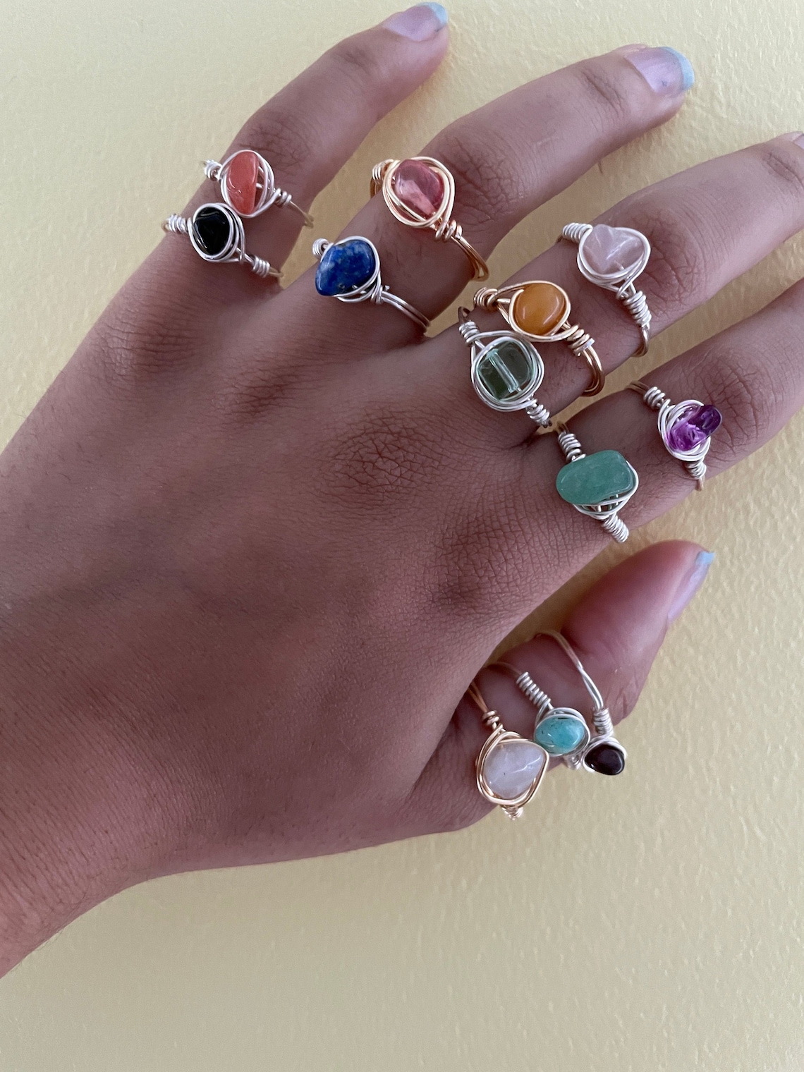 GOLD Wire Wrapped Rings Jewelry Crystal Rings Wire Wrapped Crystals - Etsy