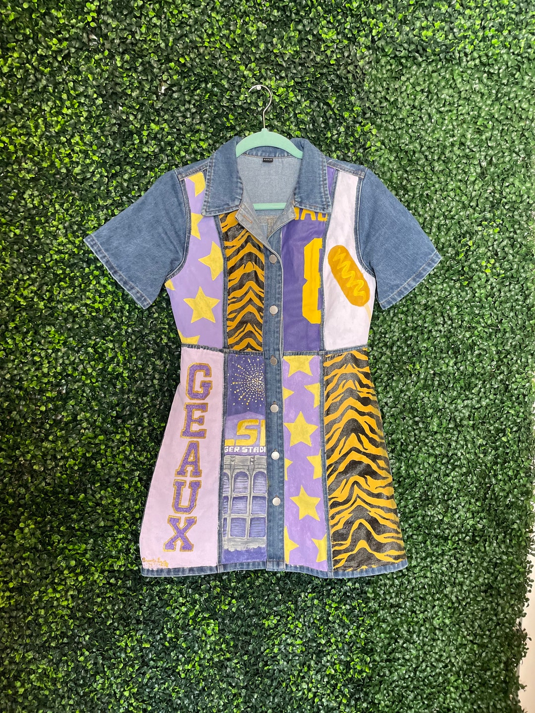 LSU Gameday Handpainted Denim Dress Etsy