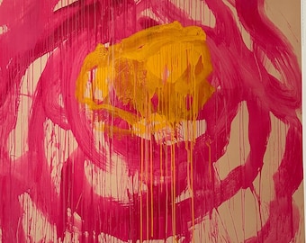 CY TWOMBLY - Original exhibition poster &quot;Untitled (Roses)&quot; pink