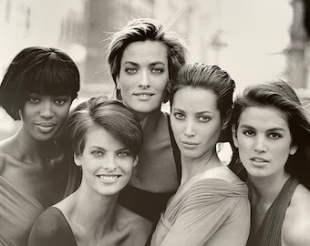 PETER LINDBERGH - Original exhibition poster from 1991 of the 1990s supermodels Düsseldorf