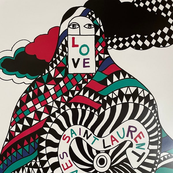 Yves Saint Laurent - Affiche originale de l'exposition LOVE 1977 du musée YSL à Paris