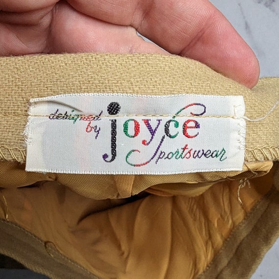 Vtg 1950s Joyce Sportswear Beige Wool Knee Length… - image 5