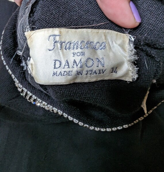 Vtg 1970s Francesca for Damon Black Wool Embellis… - image 5