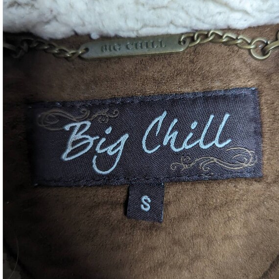 Vtg Y2K Big Chill Brown Faux Suede Sherpa Lined F… - image 5