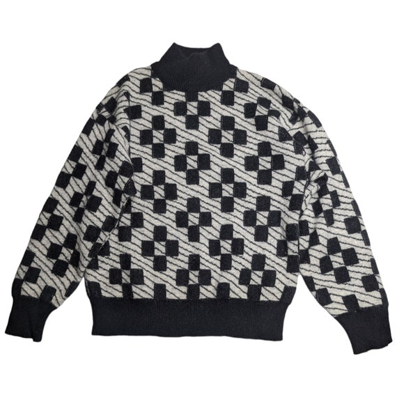 Vtg 1990s I.B Diffusion Black Gray Graphic Check … - image 1