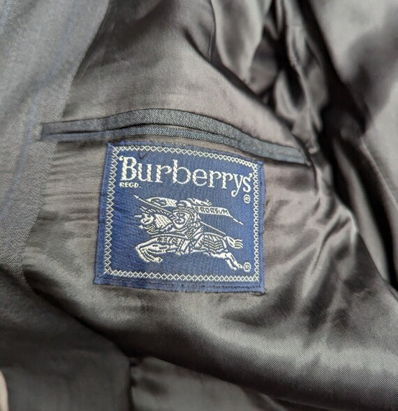 Vintage 1980s Burberry Men's Gray 100% Wool Pinst… - image 4