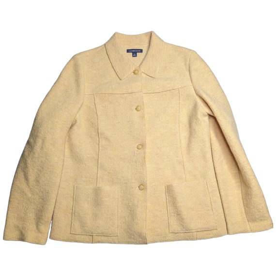 Vtg 1990s Lands' End Buttercup Yellow Boiled Wool… - image 1