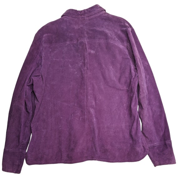Vtg 1990s Coldwater Creek Purple Suede Button Up … - image 2