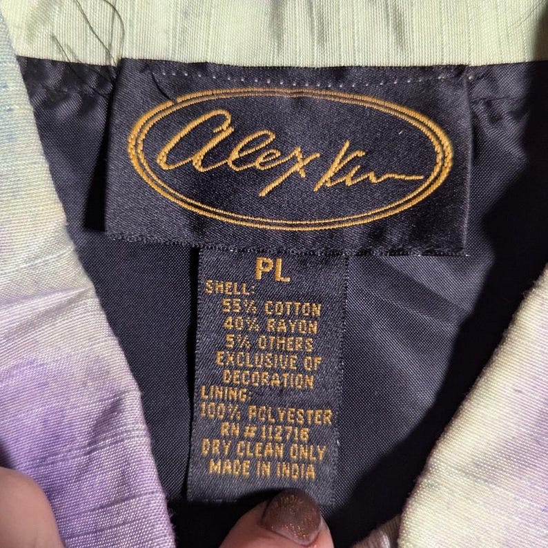 Vtg Y2K Alex Ku Lavender Blue Airbrushed Hand Painted Cotton Blend Jacket P L image 3