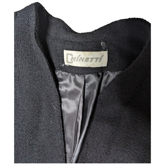 Vtg 1980s Chinetti Black Textured Wool Blazer Mid… - image 7