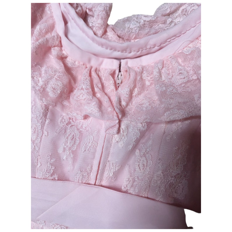 1970s Pink Lace Ruffle Blouse (S)