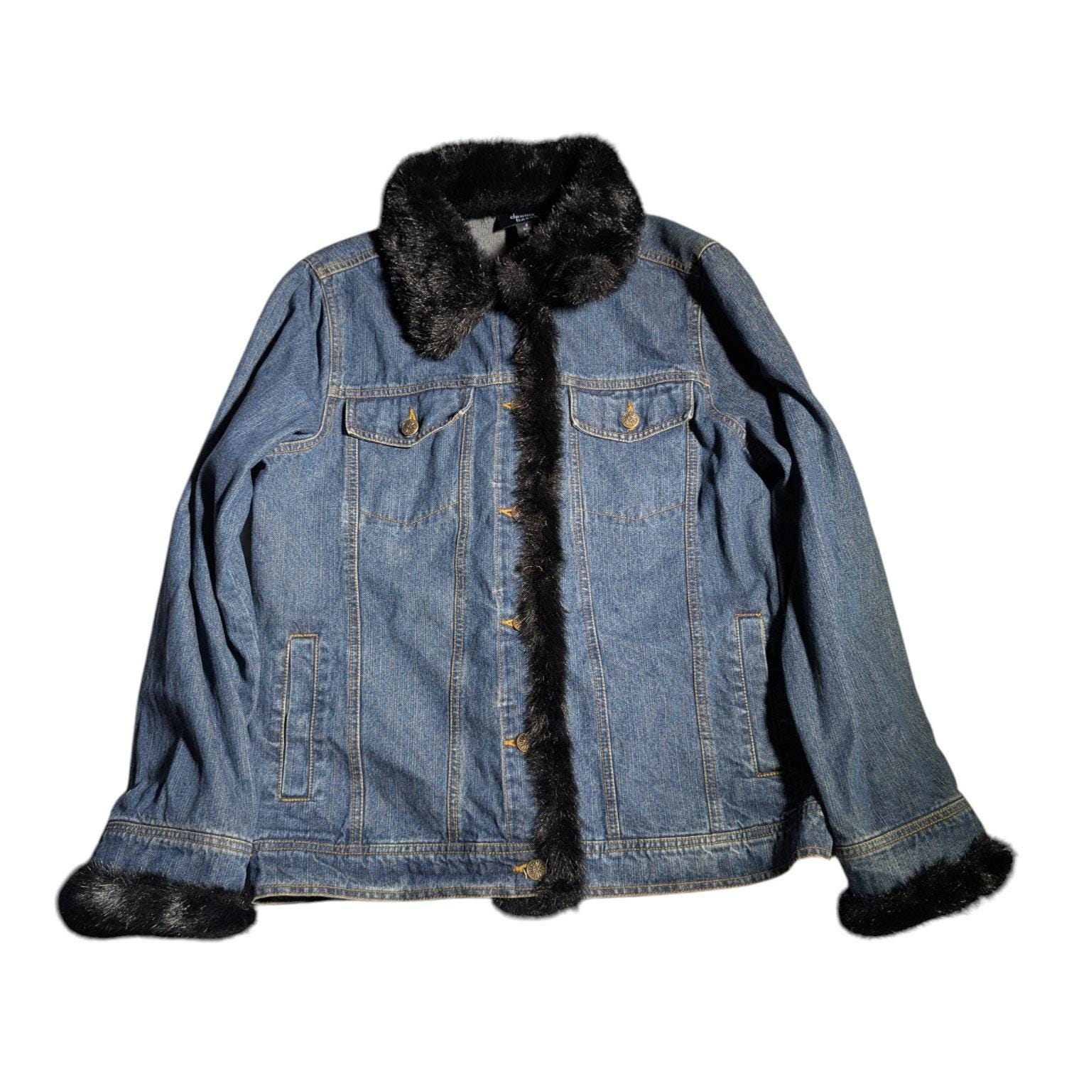 Denim Jacket Y2k Fur - Etsy