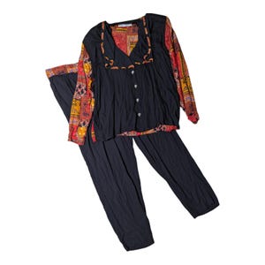Vtg 1990s Componix Black Red Geometric Boho Top and Pants 2 Pc Set 18