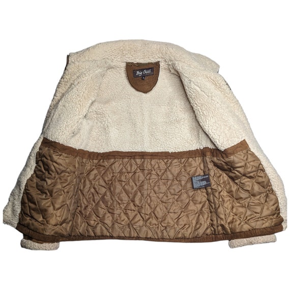 Vtg Y2K Big Chill Brown Faux Suede Sherpa Lined F… - image 3