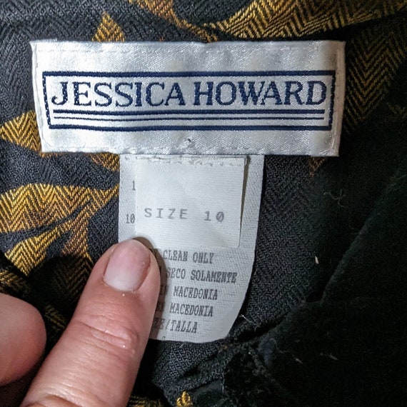 Vtg 1990s Jessica Howard Black Brown Floral Velve… - image 5