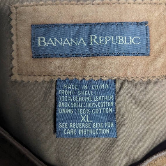 Vtg 1990s Banana Republic Men's Tan Suede Button … - image 4