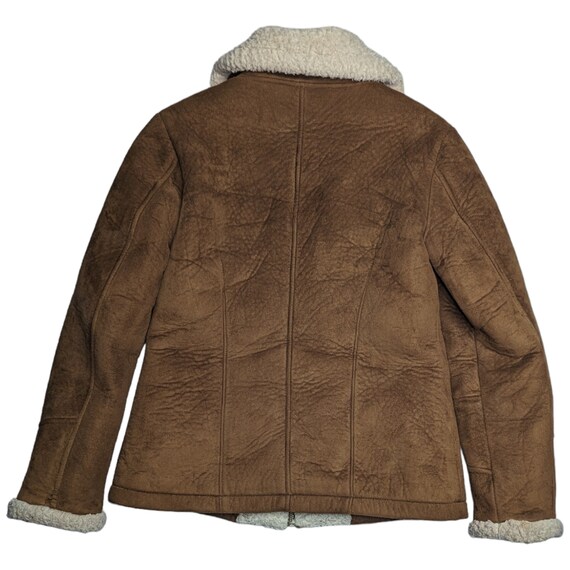 Vtg Y2K Big Chill Brown Faux Suede Sherpa Lined F… - image 2