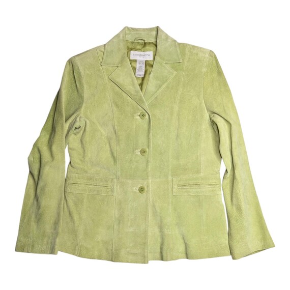 Vtg Y2K Liz Claiborne Pale Green Suede Button up Collared Blazer Jacket Petite S Etsy