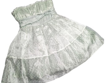 Mini-robe sans bretelles en tulle à pois vert menthe Betsey Johnson Vtg Y2K 10