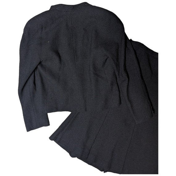 Vtg 1980s Chinetti Black Textured Wool Blazer Mid… - image 3
