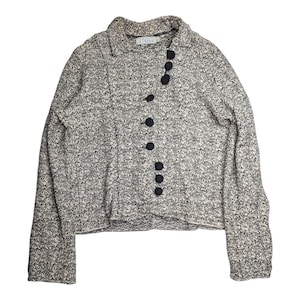 Blazer vintage Willow dos anos 90, em algodão texturizado preto marfim com botões deslocados, tamanho XL.