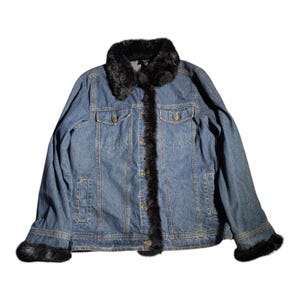 Y2k Fur Denim Jacket - Etsy