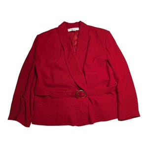 Blazer clásico rojo de doble botonadura con cinturón, estilo vintage de los años 80, marca Evan Picone, talla 20W.