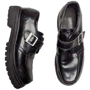 90s Lugz Loafers Black Leather Buckle Monk Strap Michael Chunky Lug Sole Mens 11 Amazon.com | Men main image 3