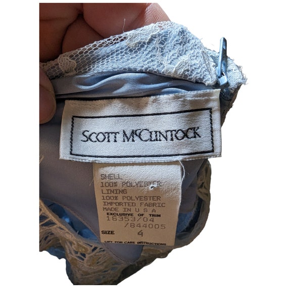 Vtg 1980s Scott McClintock Sky Blue Pleated Satin… - image 7