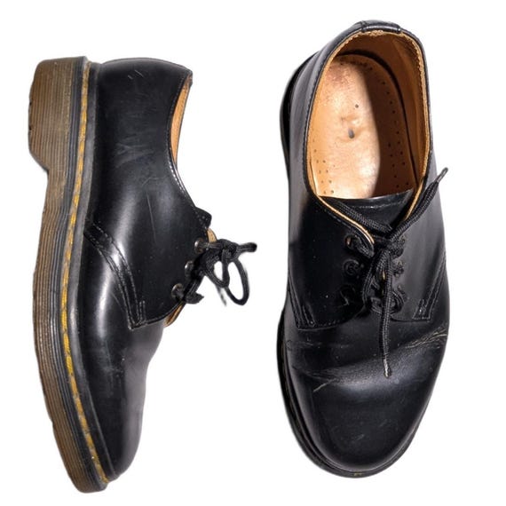 Vtg 1990s Dr. Martens Made in England 1461 Black Leather 3