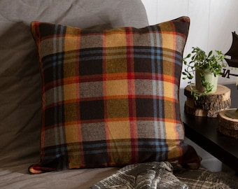 orange plaid pillow