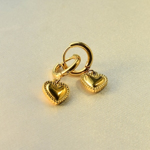 Heart of Gold Huggies | cute grunge coquette heart dainty tarnish-free earrings